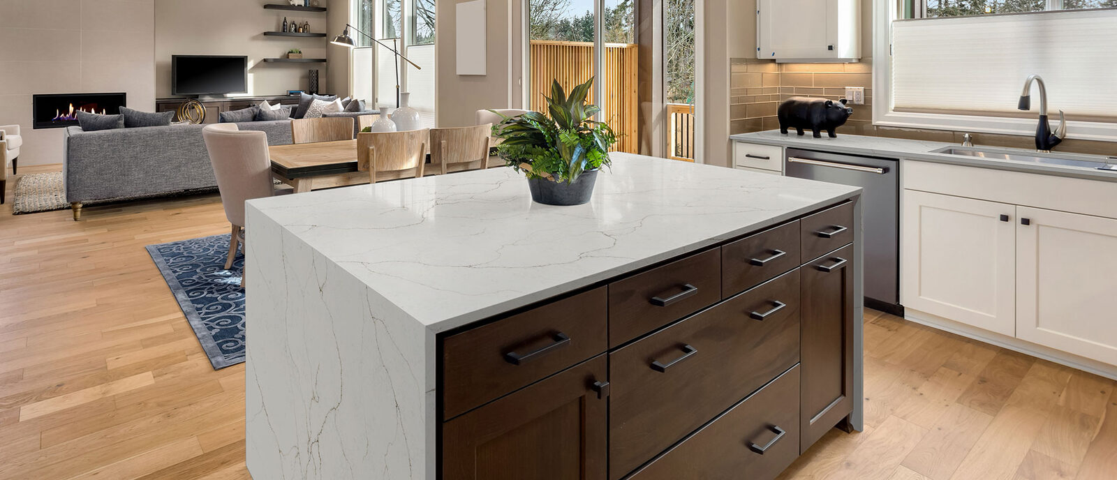 Calacatta Prado Quartz countertop installed