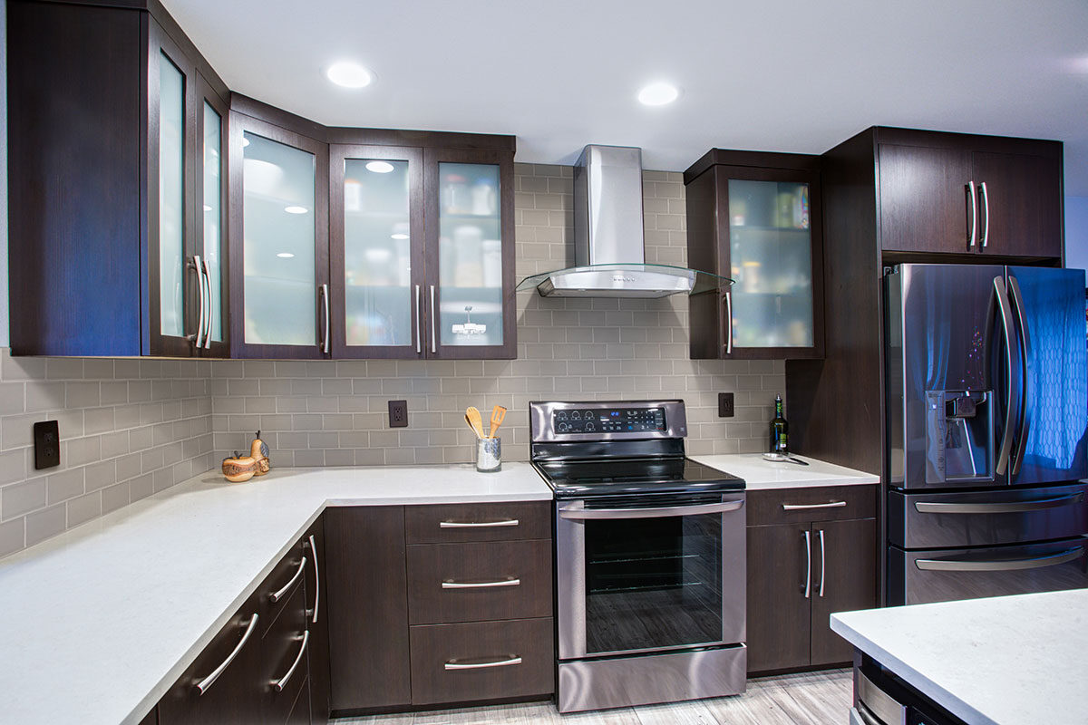 Portico Pearl Subway Tile 3x6 Mosaic Tile backsplash installed