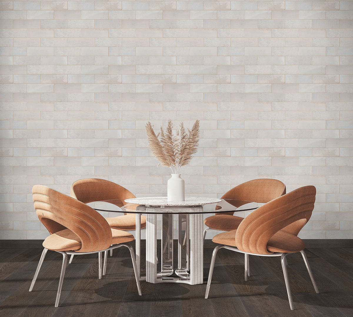 Marza Pearl Mosaic Tile backsplash installed — view 2