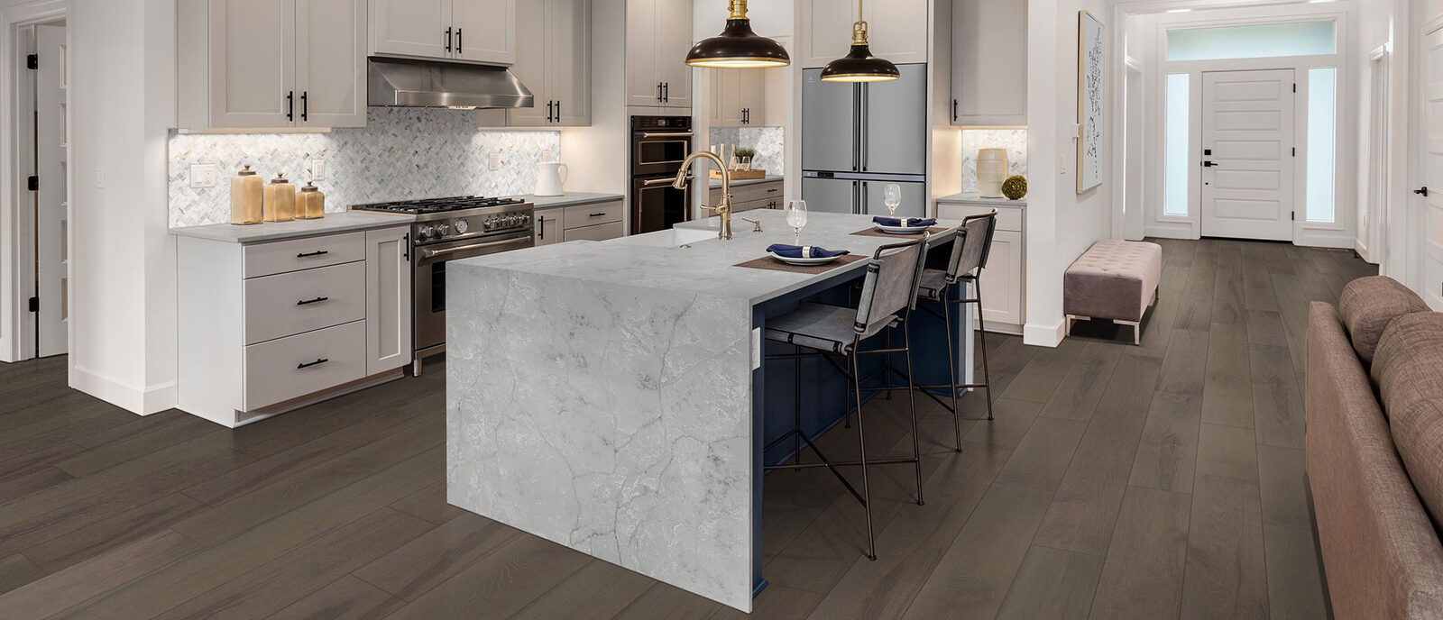 Calacatta Versailles Quartz countertop installed