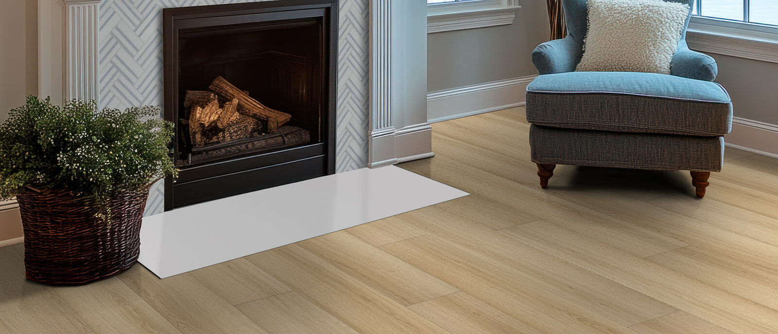 Stellar White Quartz countertop in a living room