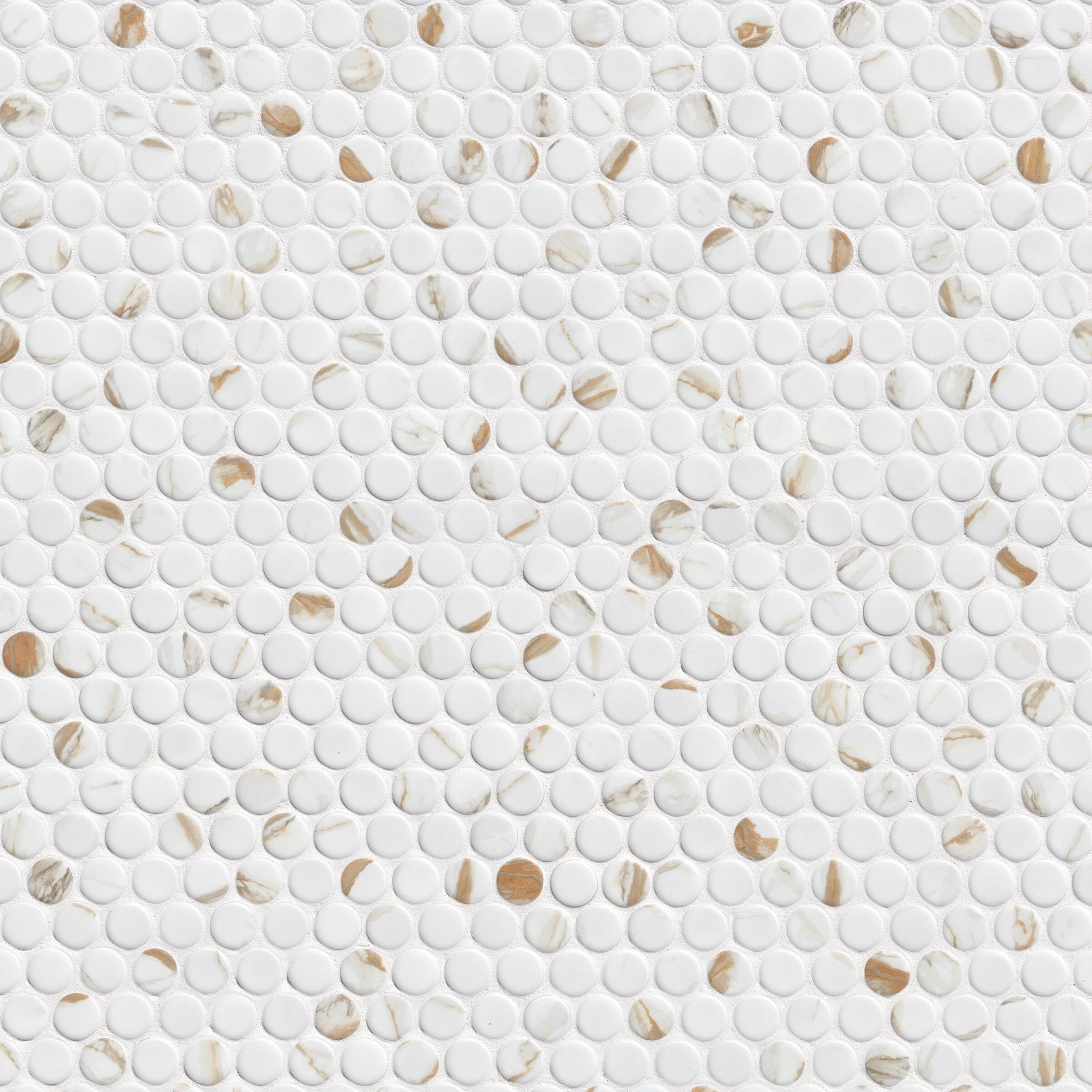Calacatta Gold Matte Round Backsplash Tile surface detail — view 2