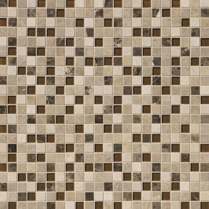 Ibiza Blend 1" x 1" Glass & Stone Blend Mosaic Sheet surface detail
