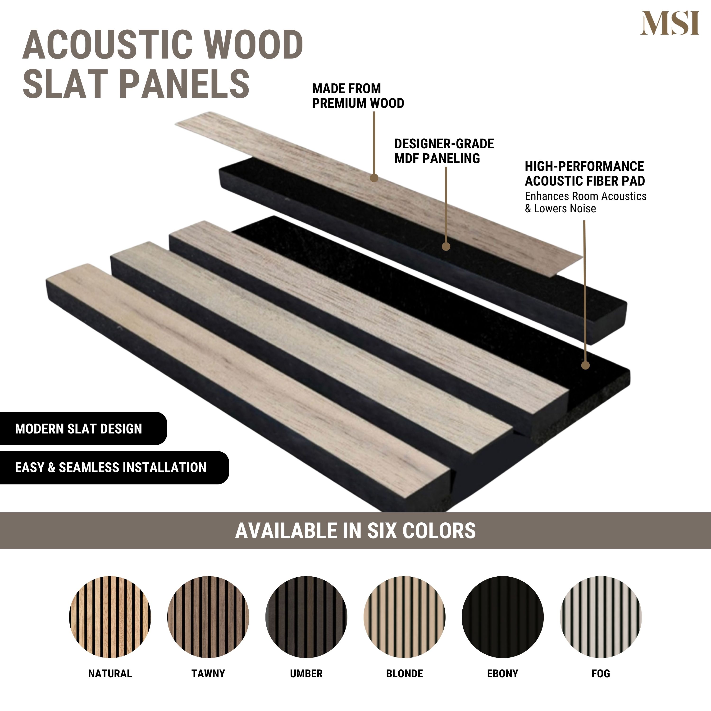 Ebony Acoustic Wood Slat Panels surface detail — view 5