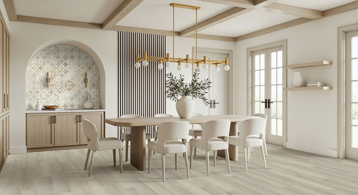Fog Acoustic Wood Slat Panels backsplash in a living room — view 2
