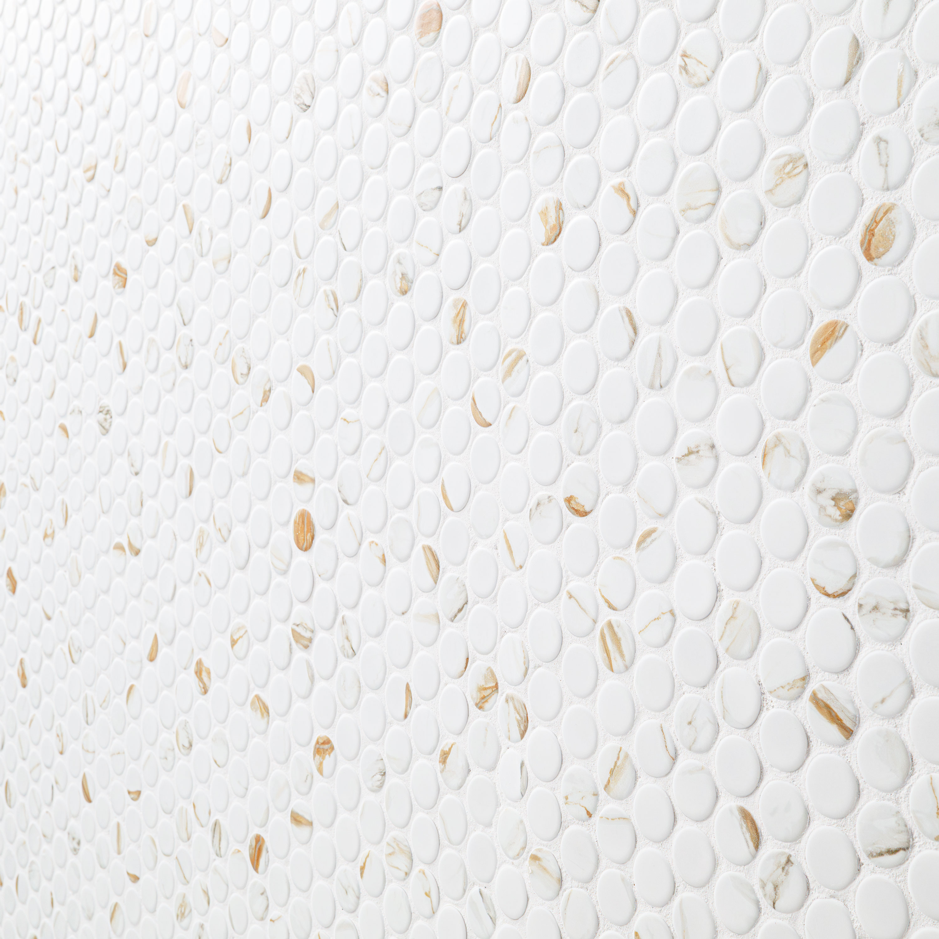 Calacatta Gold Matte Round Backsplash Tile surface detail — view 3