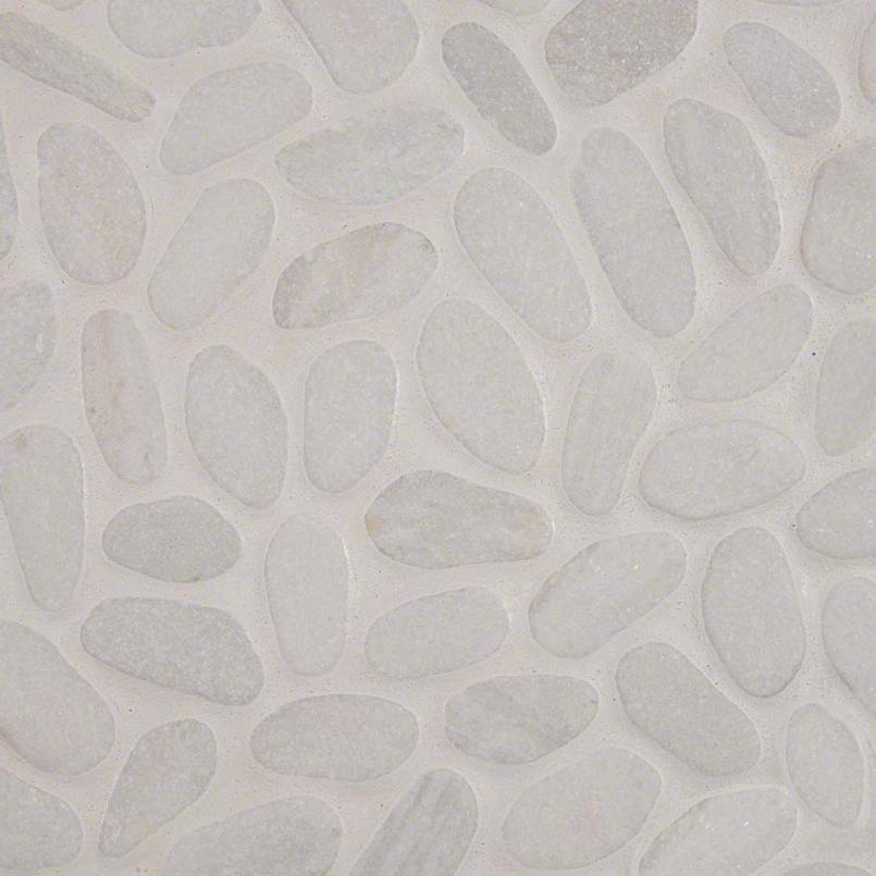 Arabescato Carrara White Pebbles Marble Tile tile, full view