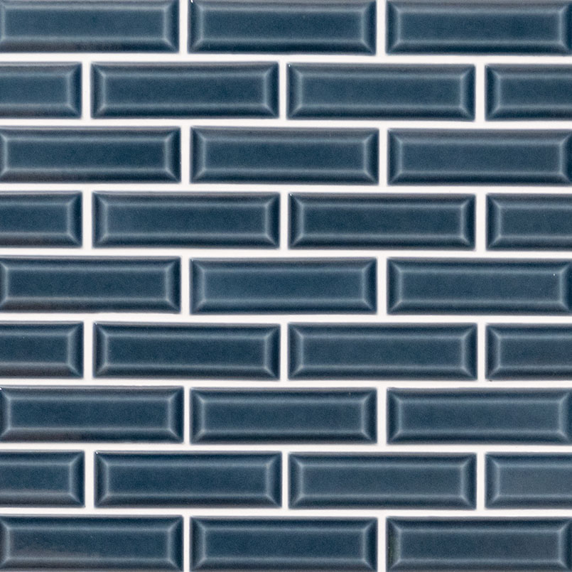 Bay Blue Beveled Tile 2x6 surface detail — view 2