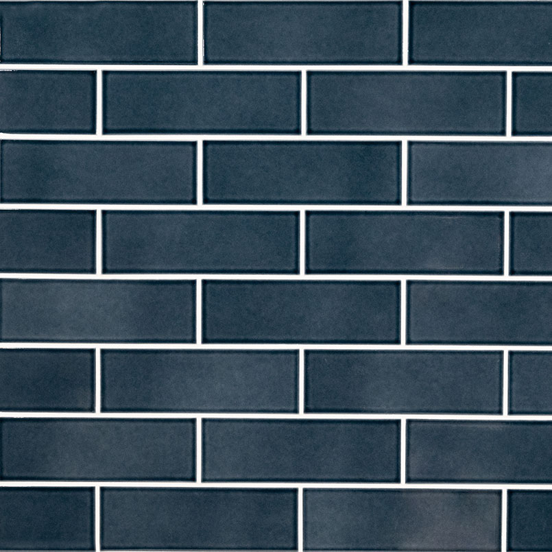 Bay Blue Glazed Handcrafted 4x12 Tile surface detail