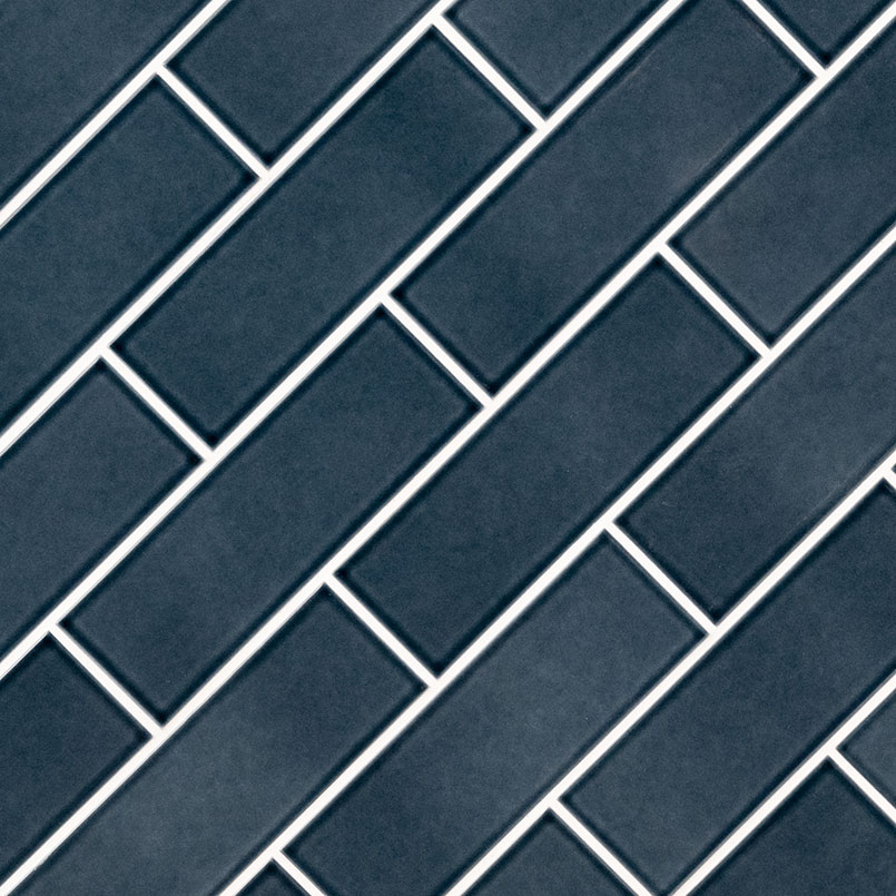 Bay Blue Glazed Handcrafted 4x12 Tile surface detail — view 2