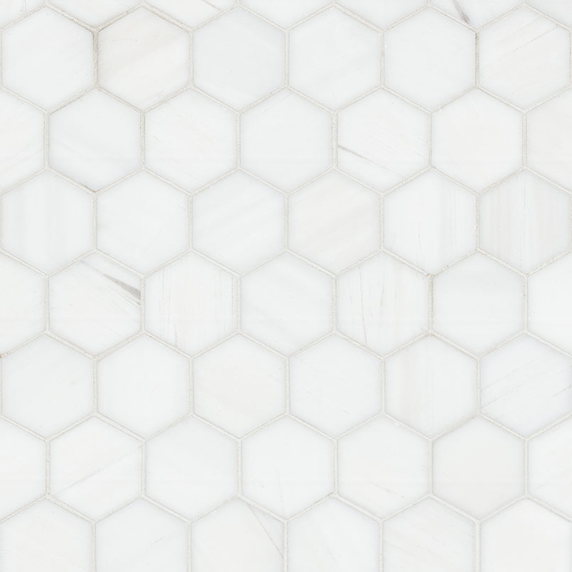 Bianco Dolomite 2" Hexagon Mosaic Tile tile, full view