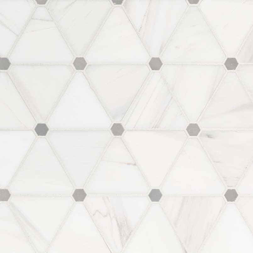 Bianco Dolomite Pinwheel Polished Marble Mosaic Tile tile, full view