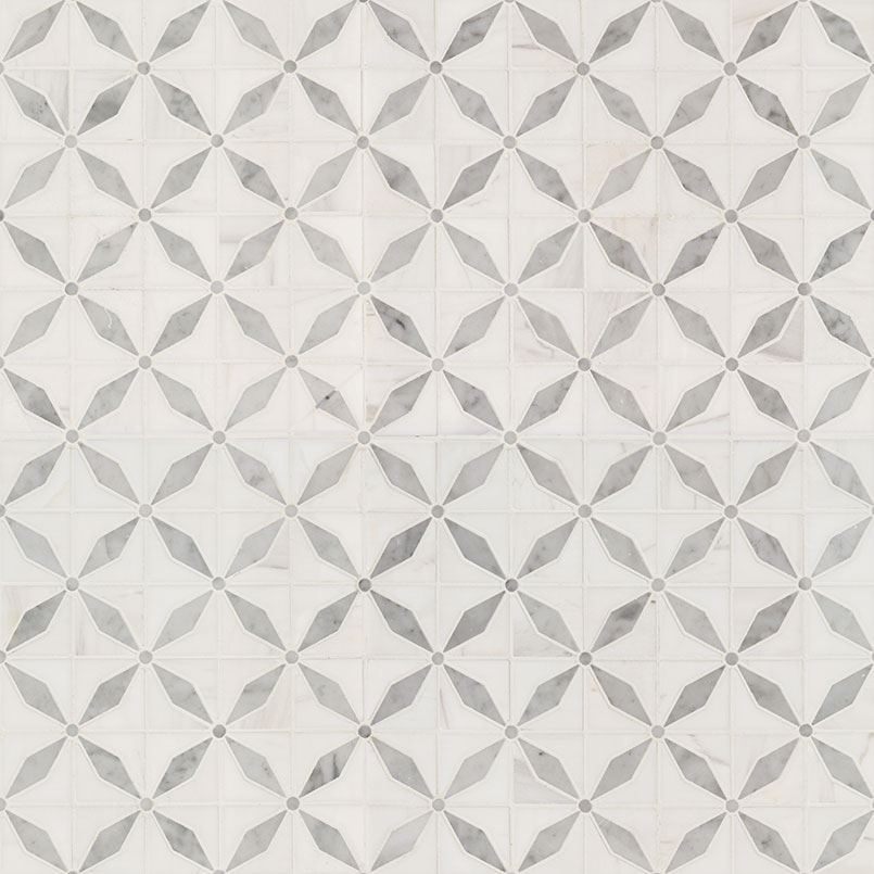 Bianco Starlite Polished Marble Mosaic Tile surface detail