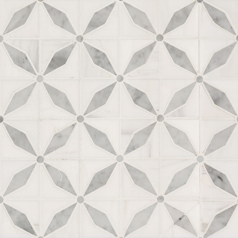 Bianco Starlite Polished Marble Mosaic Tile tile, full view