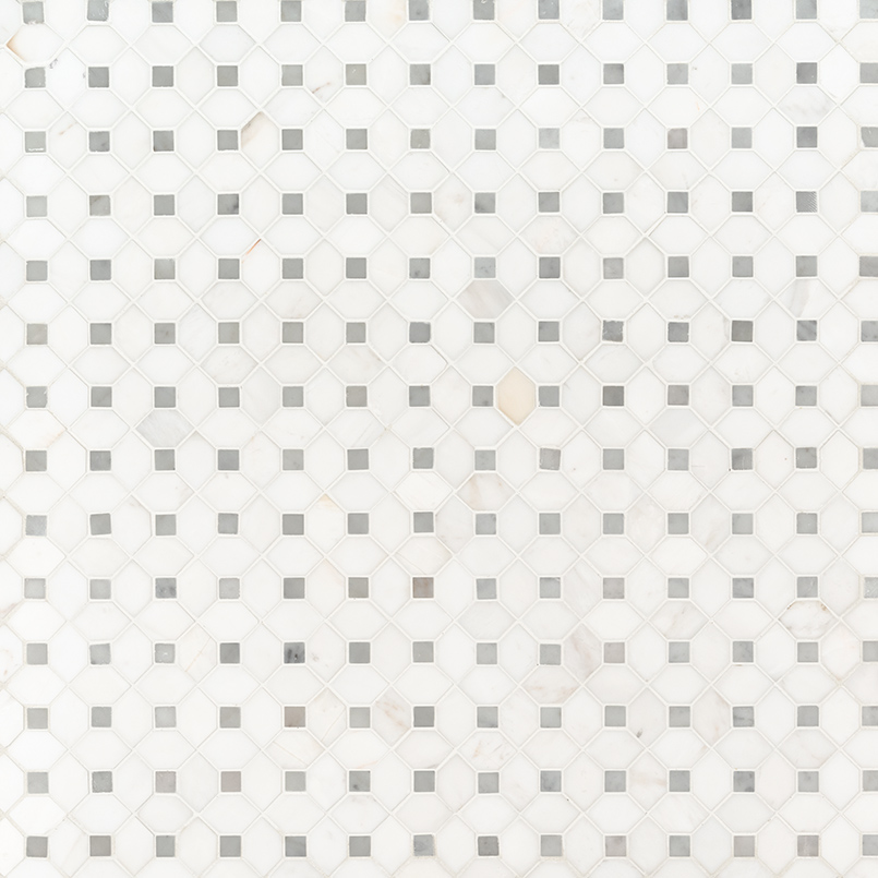 Bianco Dolomite Dotty Pattern Mosaic Tile surface detail