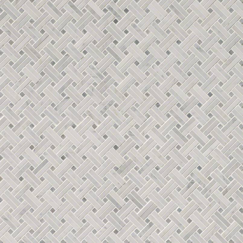 Carrara White Basketweave Pattern Polished Tile surface detail