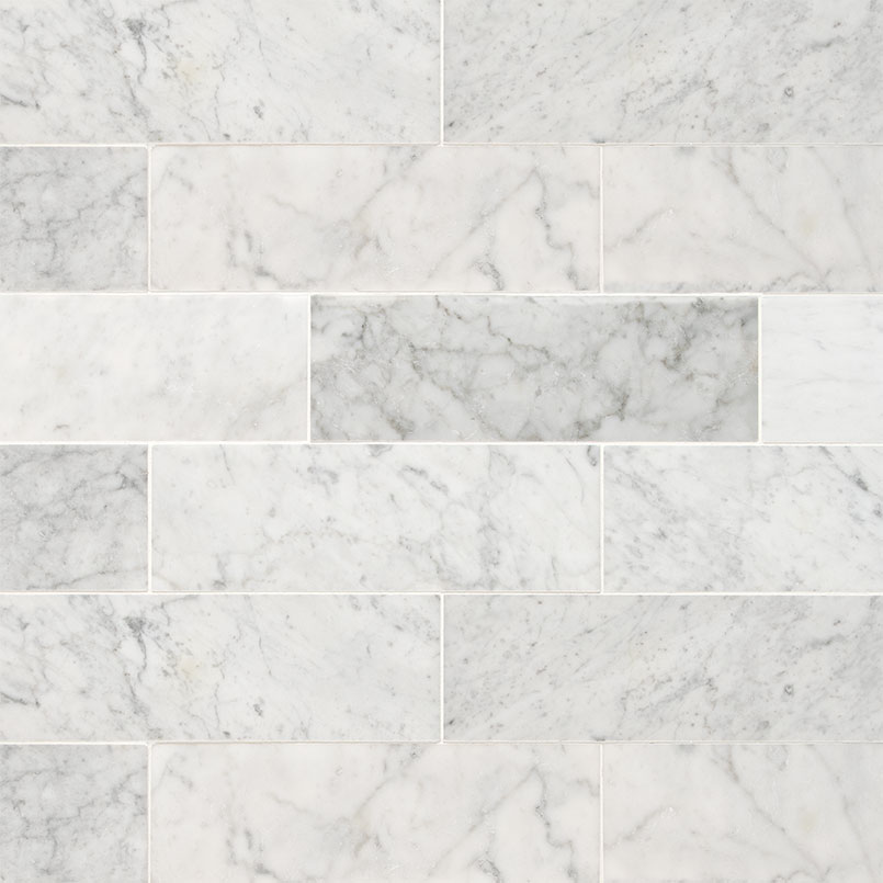 Carrara White 4x12 Honed Subway Tile surface detail