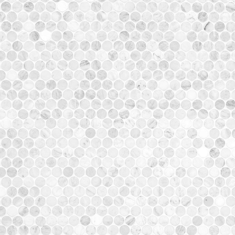 Carrara White Round Pattern Honed Tile surface detail