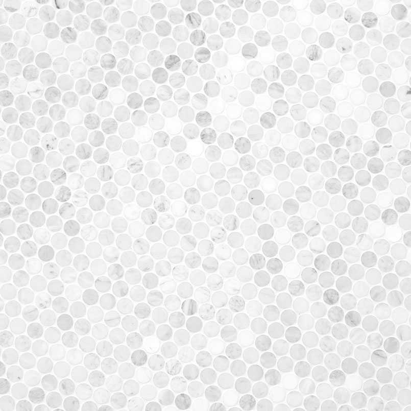Carrara White Round Pattern Honed Tile surface detail — view 3