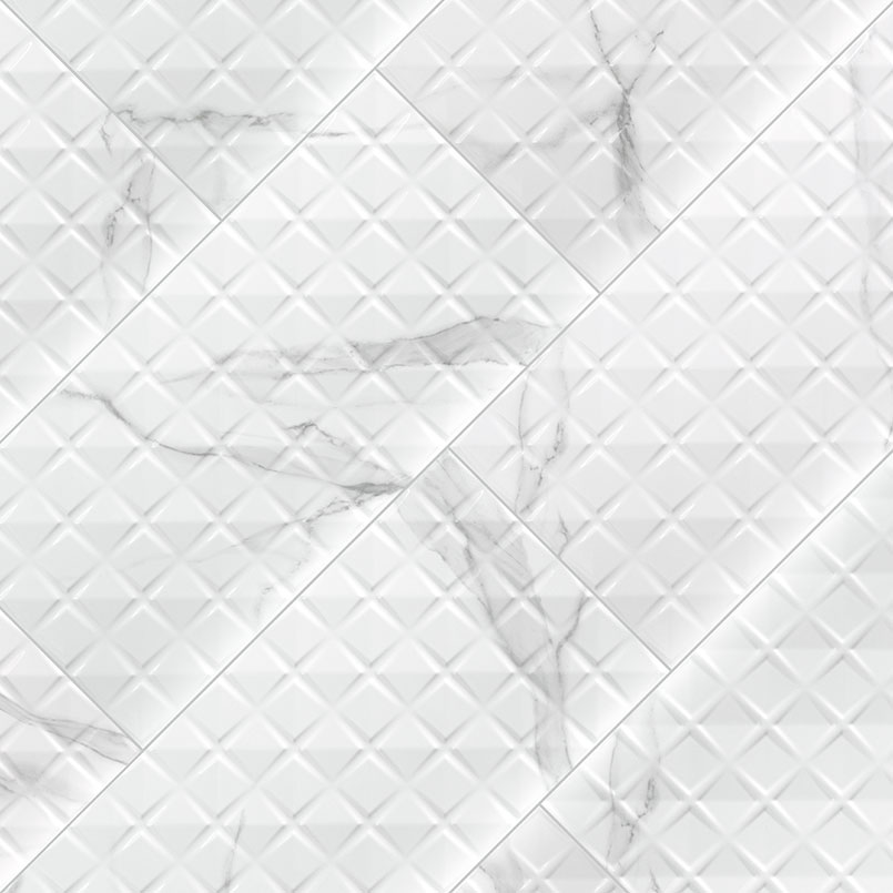 Dymo Statuary Chex White 12x24 Glossy Large Format Tile surface detail — view 2