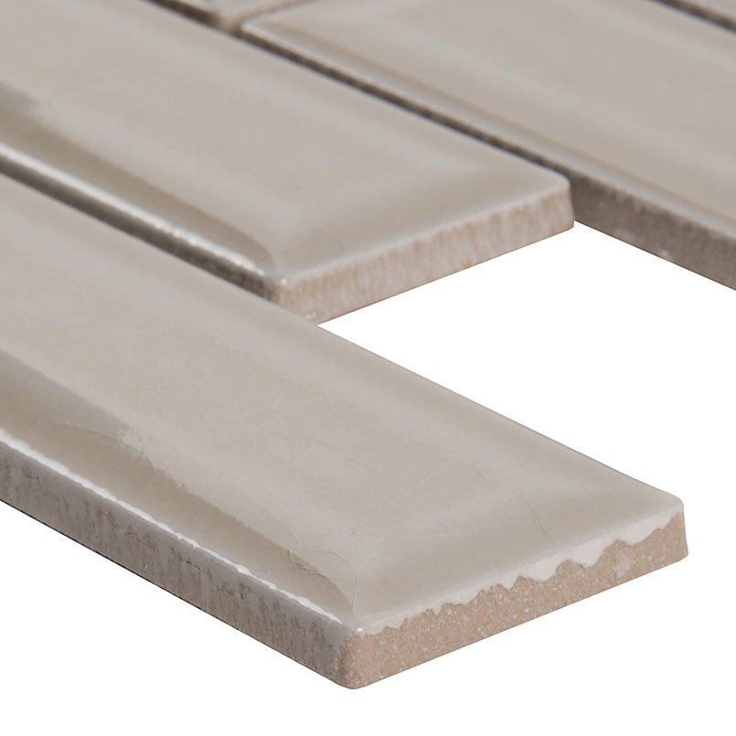 Portico Pearl 2x6 Beveled Mosaic Tile surface detail — view 2