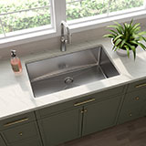Portico Pearl Subway Tile 4x12 Mosaic Tile backsplash in a kitchen