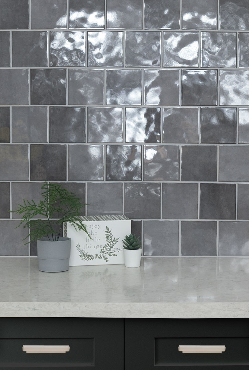 Renzo Storm 5x5 Wall Tile backsplash installed — view 2