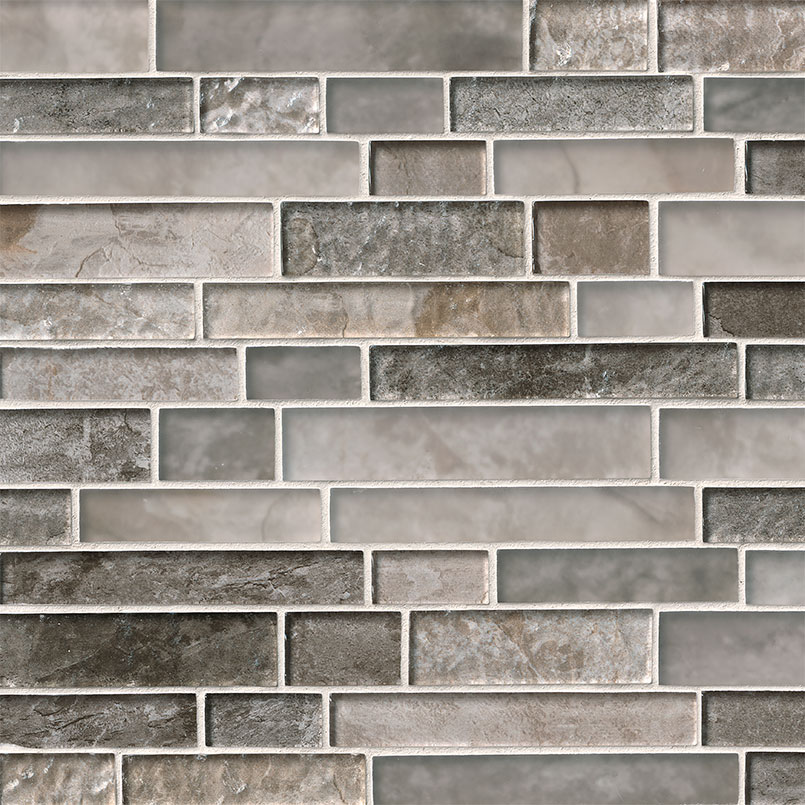 Crystallized Glass Blend 8mm Savoy Interlocking tile, full view
