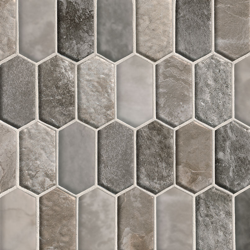 Crystallized Glass Blend 8mm Savoy Picket tile, full view