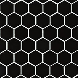 Black Matte 2” Hexagon Mosaic Tile color swatch