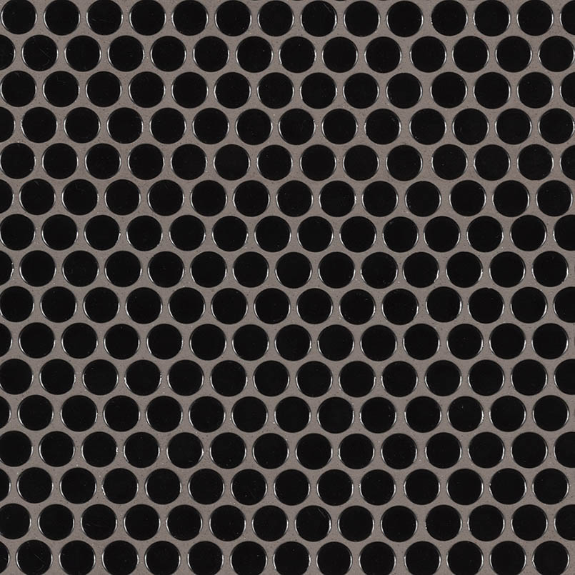 Black Glossy Penny Round Mosaic tile, full view