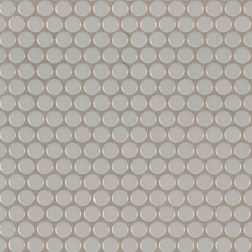 Gray Glossy Penny Round Mosaic tile, full view