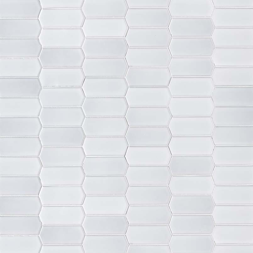 Retro Picket Bianco 8mm Glossy tile, full view
