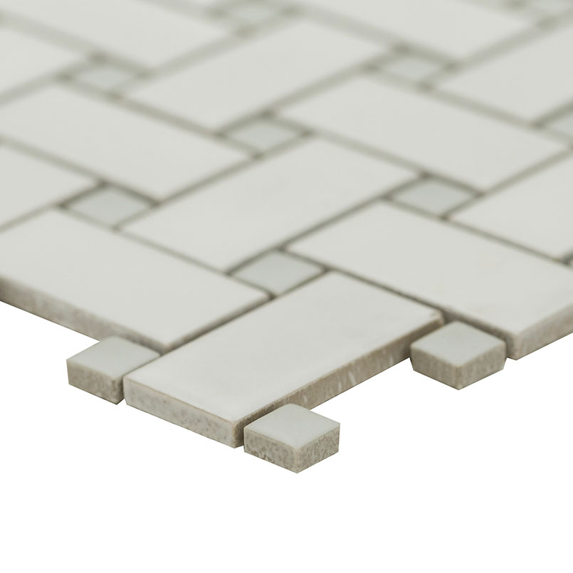 White and Gray Matte Basketweave 6mm surface detail — view 3