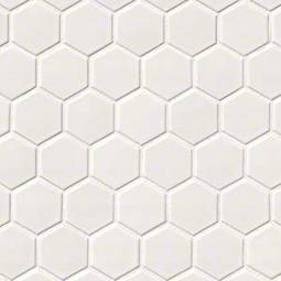 White Glossy 2” Hexagon Mosaic Tile color swatch