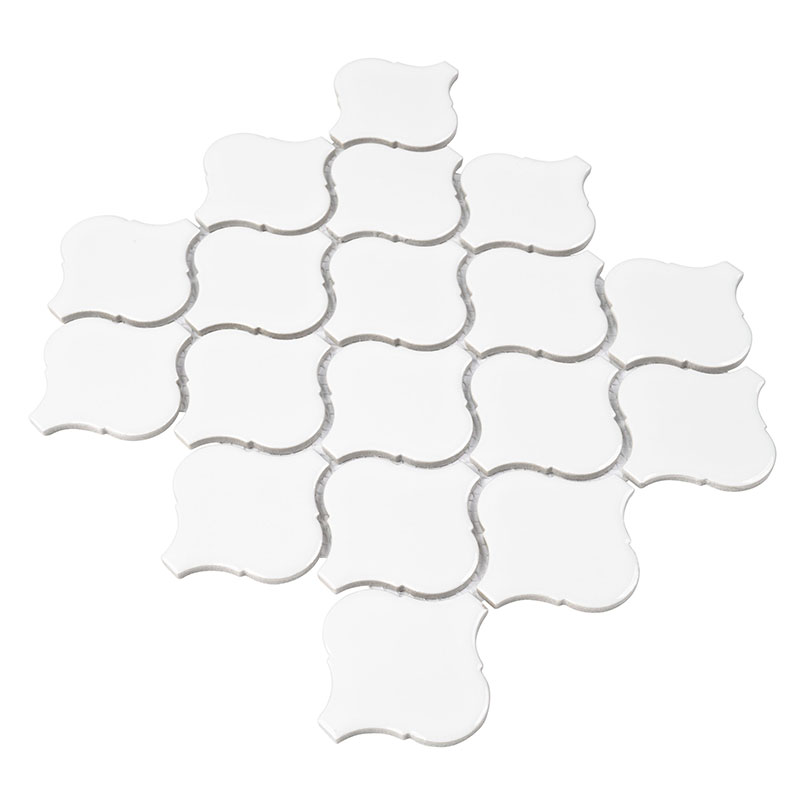 White Glossy Arabesque Tile surface detail — view 2