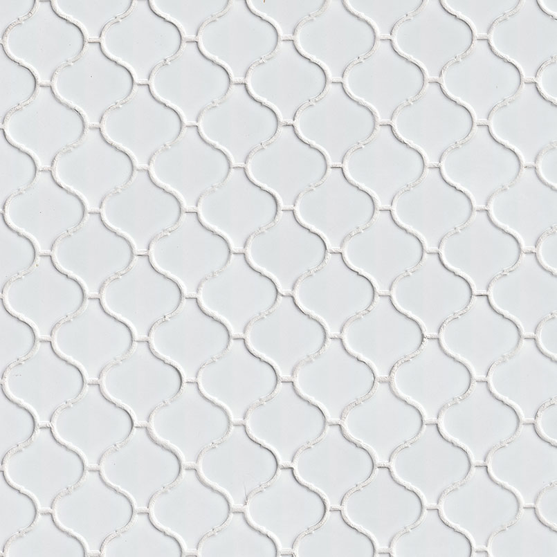 White Glossy Arabesque Tile surface detail — view 3