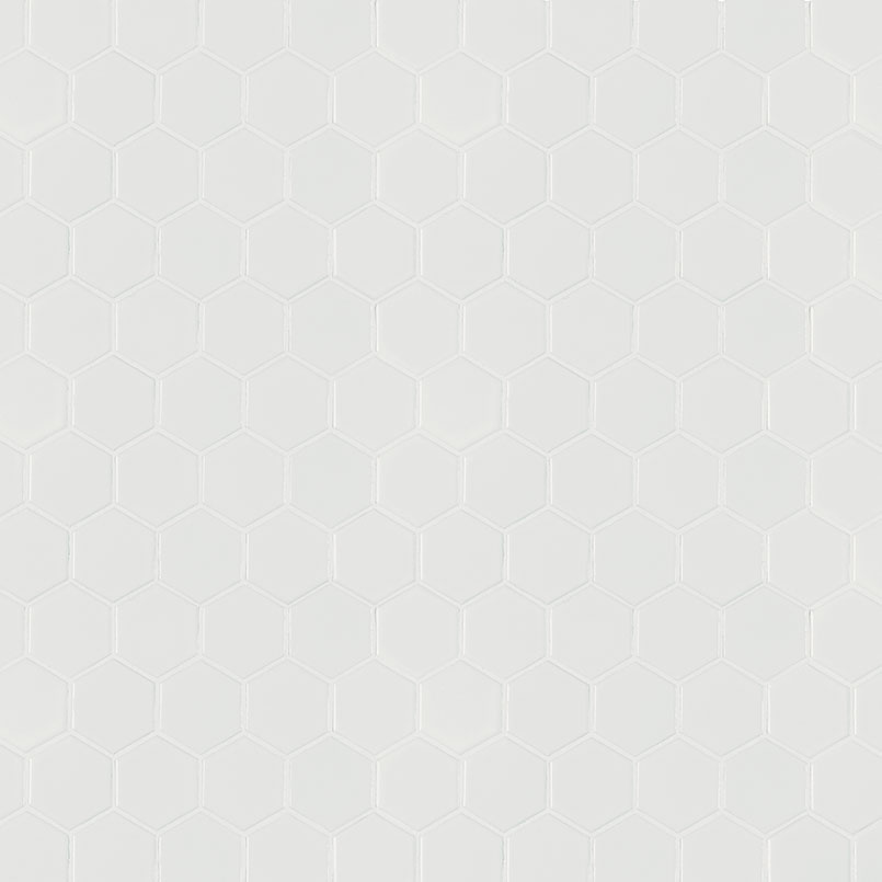White Matte 2” Hexagon Mosaic Tile surface detail — view 2