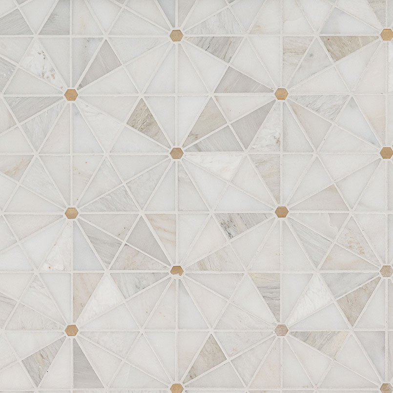 Elegante Pinwheel Gold tile, full view