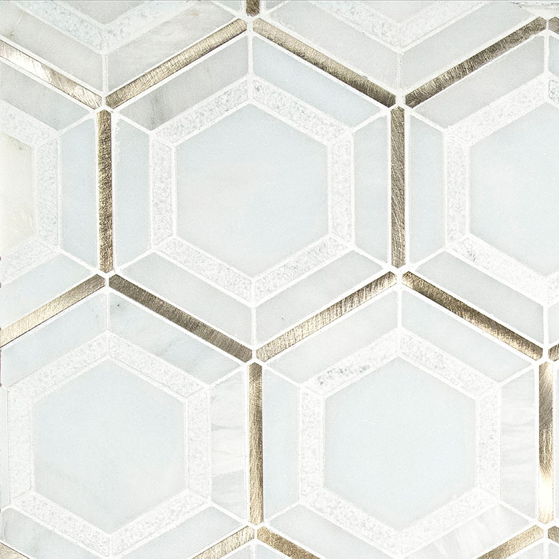 Medici Gold Pattern tile, full view