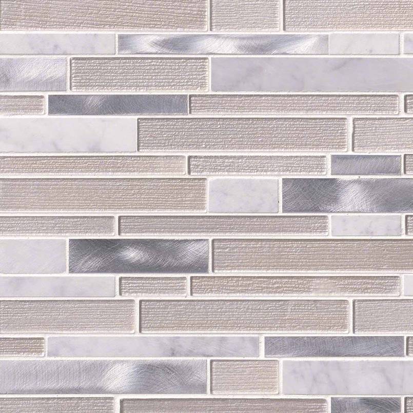 White Wave Interlocking Pattern 4mm tile, full view