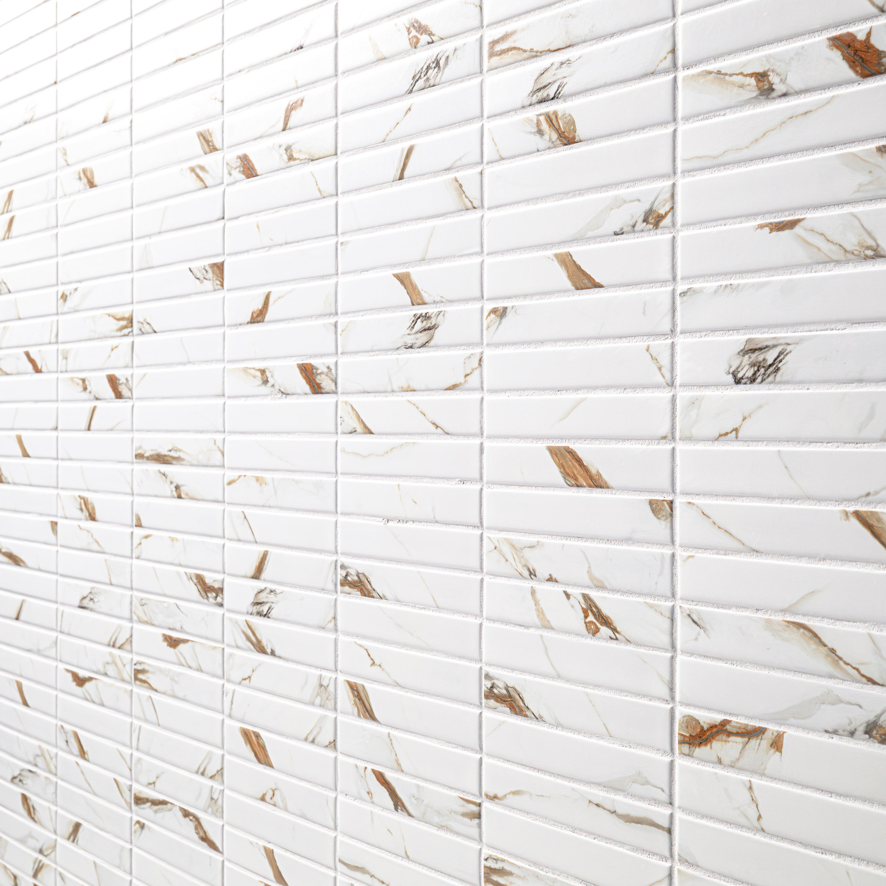 Calacatta Gold Matte 1x6 Stack Pattern surface detail — view 2