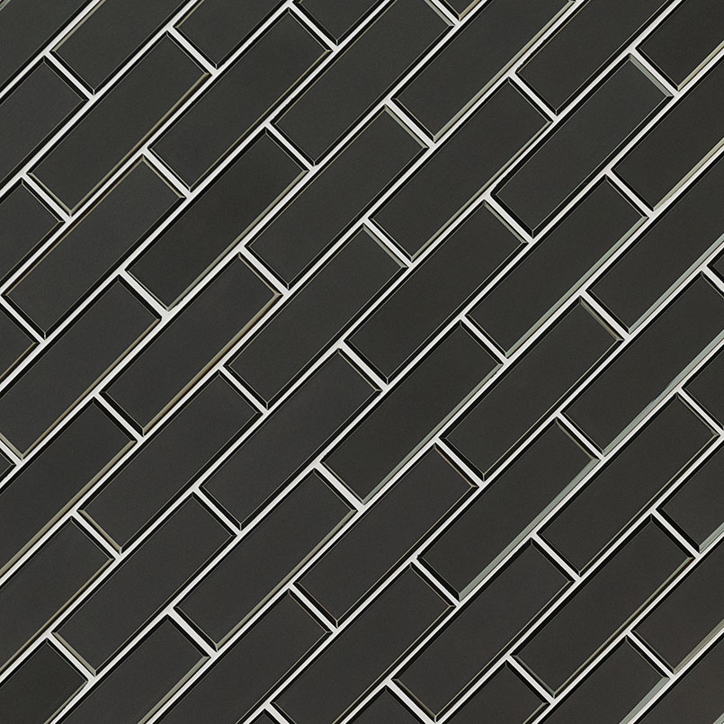 Metallic Gray Bevel Subway Tile surface detail