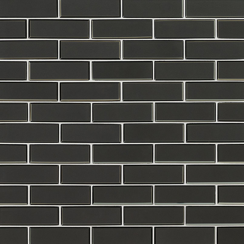 Metallic Gray Bevel Subway Tile surface detail — view 2