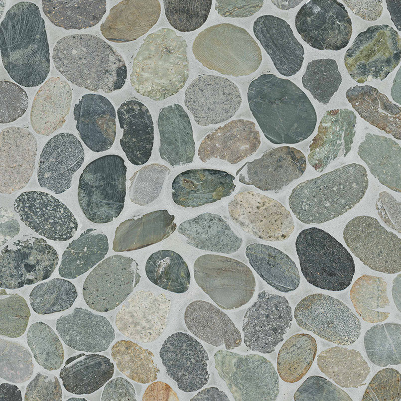 Sliced Rainforest Pebble tile, full view