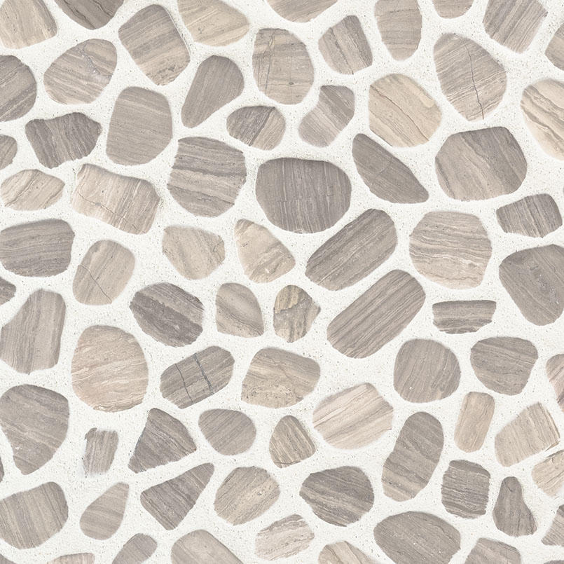 White Oak Pebbles Tumbled Pattern 10mm tile, full view