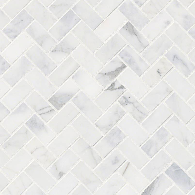Calacatta Cressa Herringbone Honed tile, full view