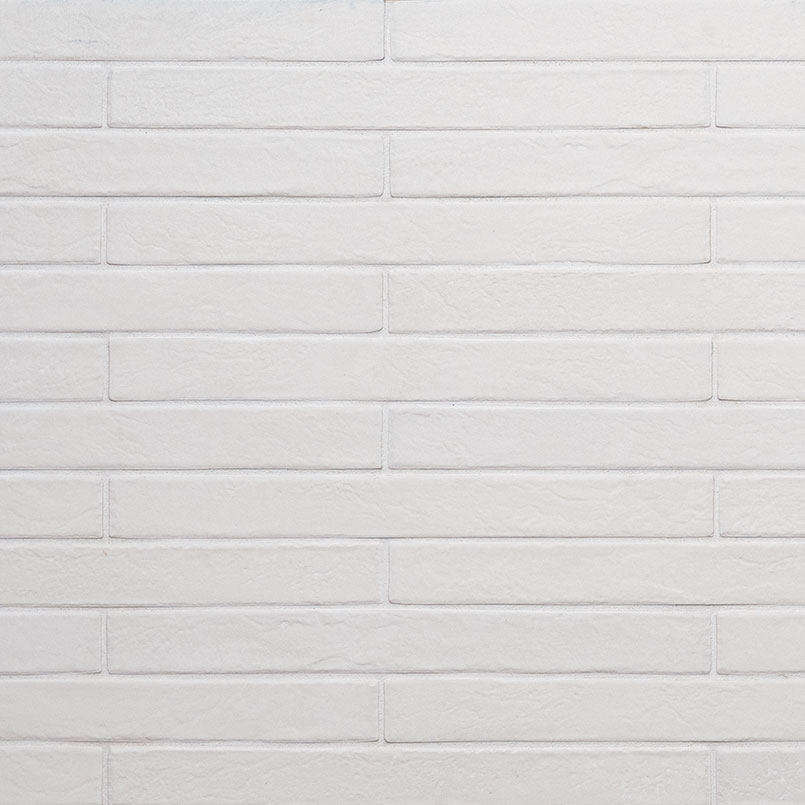 Brickstone White Brick 2x18 tile, full view