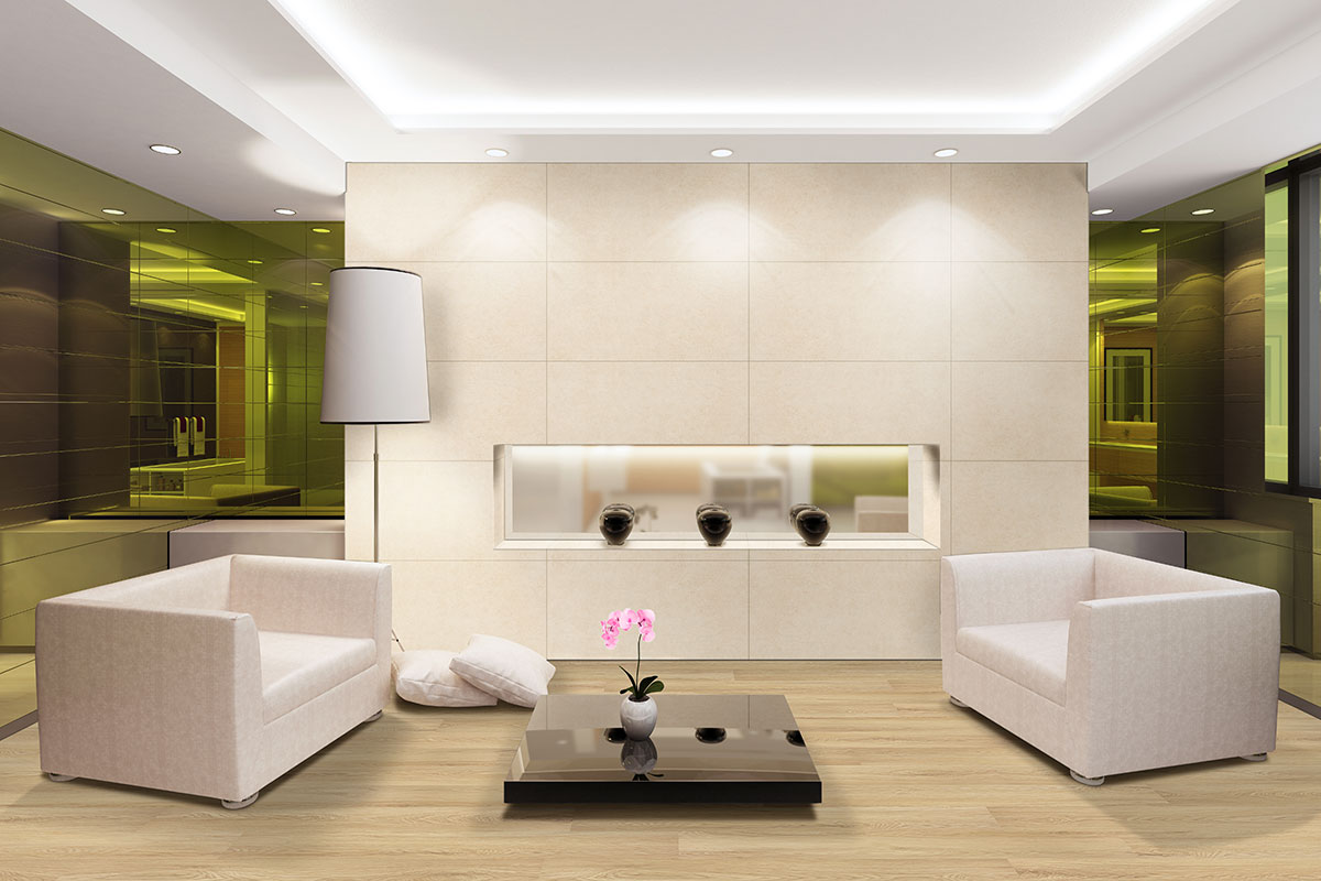 Talc backsplash in a living room