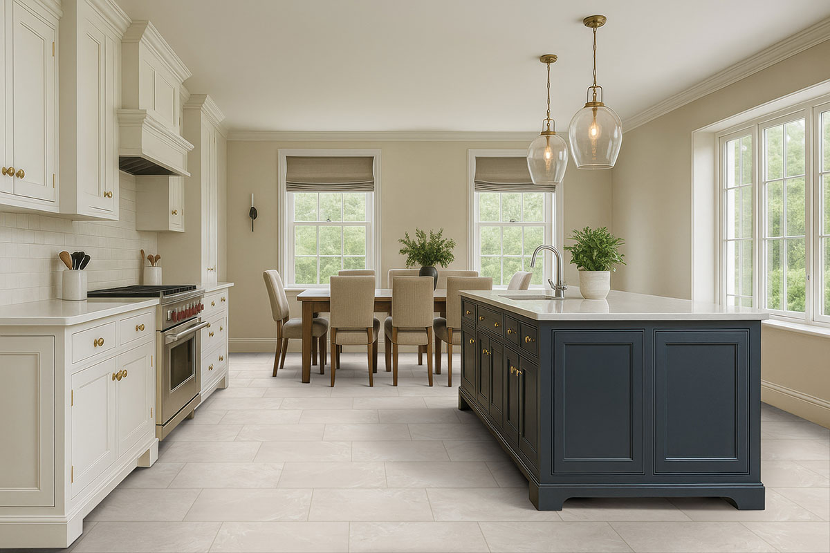 Alabaster backsplash in a kitchen